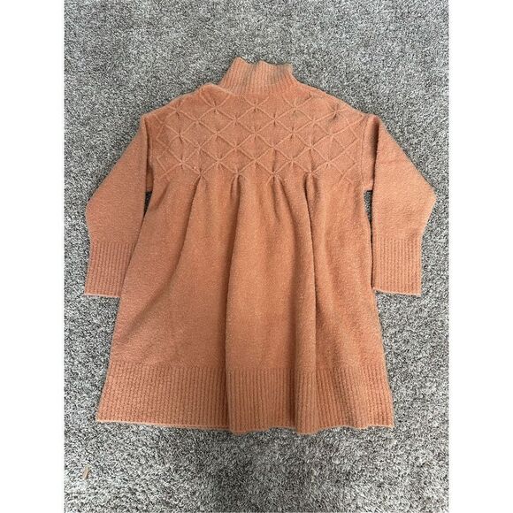Free People Jaci Sweater Dress S Long Sleeve Mock Neck Knit Textured Wool “Doe” - Picture 15 of 16